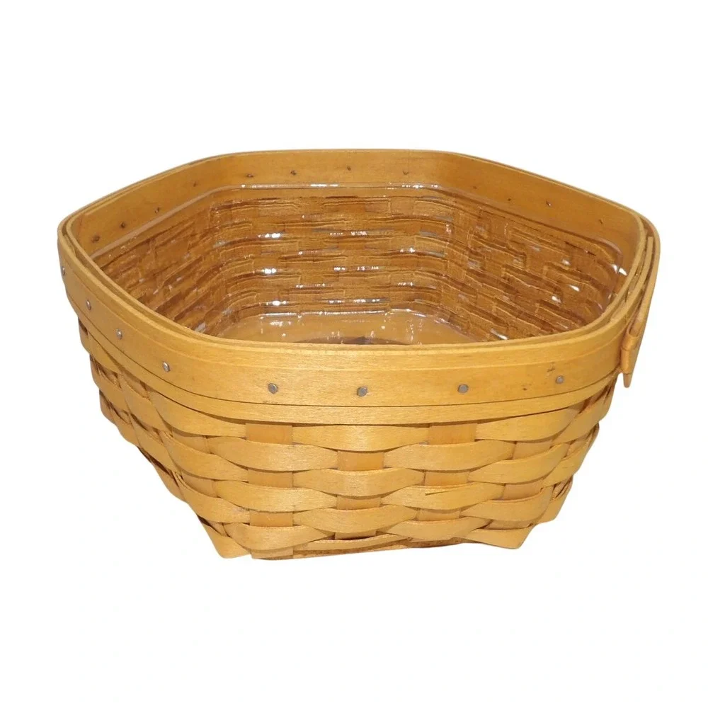 Longaberger 10 Generations Basket 1998 Hexagon Handwoven Wood with Liner USA